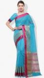 Varkala Silk Sarees Aqua Blue Printed Saree Women