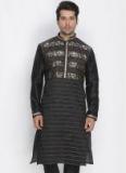 Vastramay Black Printed A Line Kurta Men