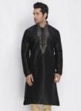 Vastramay Black Solid Straight Kurta Men