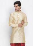 Vastramay Gold Toned Solid Straight Kurta Men