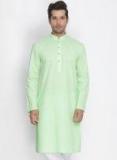 Vastramay Green Solid Straight Kurta Men