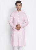 Vastramay Pink Solid Straight Kurta Men