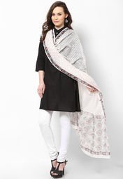 Vedanta Off White Printed Dupatta Women