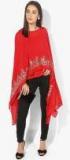 Vedic Red Embellished Kaftan With Inner Women