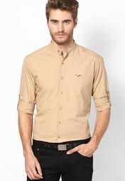 Velloche Beige Casual Shirts Men