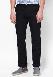 Velloche Solid Black Casual trouser men