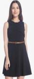 Vero Moda Black Coloured Solid Shift Dress With Belt women