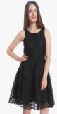 Vero Moda Black Coloured Solid Skater Dress Women