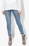 Vero Moda Blue Solid Mid Rise Skinny Fit Jeans Women