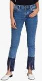 Vero Moda Blue Solid Mid Rise Slim Fit Jeans Women