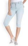 Vero Moda Blue Solid Regular Fit Denim Capris Women