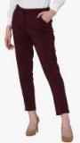 Vero Moda Burgundy Solid Slim Fit Coloured Pants Women