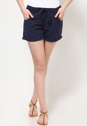 Vero Moda Dark Navy Relaxed Rib Shorts Women