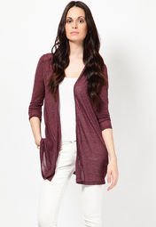 Vero Moda Full Sleeve Maroon Shrug Women