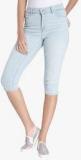 Vero Moda Light Blue Solid Capri Women