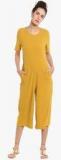 Vero Moda Mustard Yellow Solid Jumpsuit Men