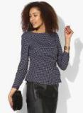 Vero Moda Navy Blue & Pink Printed Cinched Waist Top women