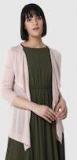 Vero Moda Peach Coloured Solid Open Front Shrug Women