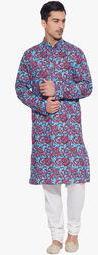 Very Me Aqua Blue Printed Kurta men