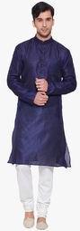 Very Me Navy Blue Solid Kurta Men