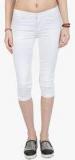 Vibe White Cotton Capri