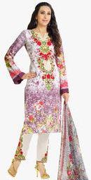 Vida Purple Embroidered Dress Material women