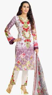 Vida Purple Embroidered Dress Material women