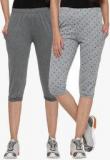 Vimal Pack Of Two Grey Coloured Printed Capris Women