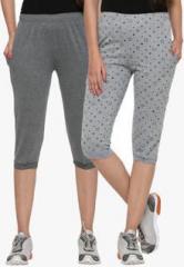 Vimal Pack Of Two Grey Coloured Printed Capris women