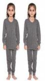 Vimal Premium Blended Grey Thermal Top&Bottom Set For Girls