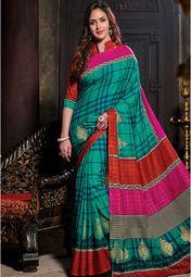 Vipul Green Embellished Saree Women