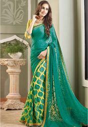 Vipul Green Embroidered Saree women