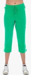 Virsa Green Solid Capri women