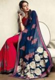 Vishal Chiffon Blue Saree Women