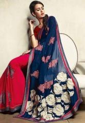 Vishal Chiffon Blue Saree women