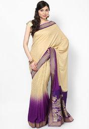 Vishal Georgette Cream Embroidered Saree women