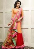 Vishal Georgette Orange Saree Women