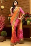 Vishal Georgette Pink Saree Women