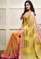 Vishal Georgette Yellow Saree women