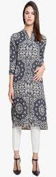 Vishudh Charcoal Grey Printed Tunic women