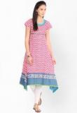 Vishudh Printed Pink Kurta Women