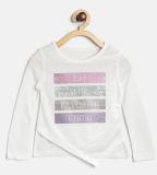 VITAMINS Girls Off White Printed Top