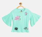 VITAMINS Girls Sea Green Printed Top