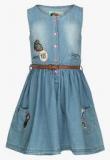 Vitamins Light Blue Party Dress With Belt Girls