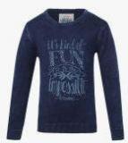 Vitamins Navy Blue Printed Pullover Sweater Girls