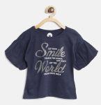 Vitamins Navy Blue Printed Top Girls