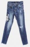 Vitamins Navy Blue Regular Fit Mid Rise Mildly Distressed Jeans Girls