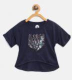 Vitamins Navy Blue Sequinned High Low Top Girls