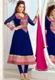 Viva N Diva Navy Blue Embroidered Dress Material Women