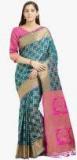 Viva N Diva Teal Printed Saree Women